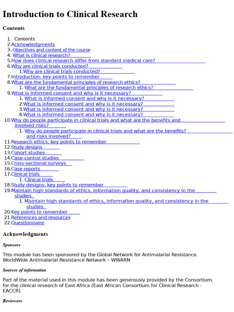 Overview of Clinical Research Basics | PDF | Clinical Trial | Phases Of ...