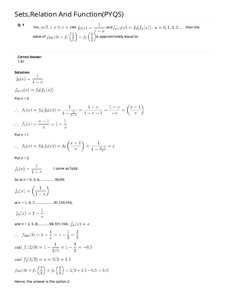 Setsrelations and Functions | PDF | Function (Mathematics) | Set ...