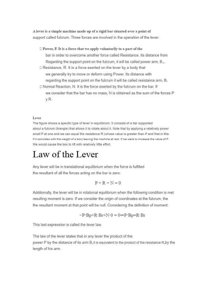 Law of the Lever | PDF | Lever | Force