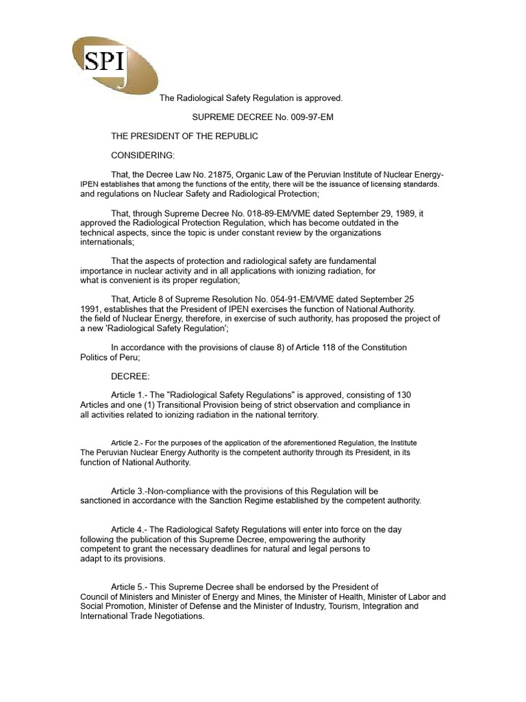 Approved Radiological Safety Regulation | PDF | Absorbed Dose ...