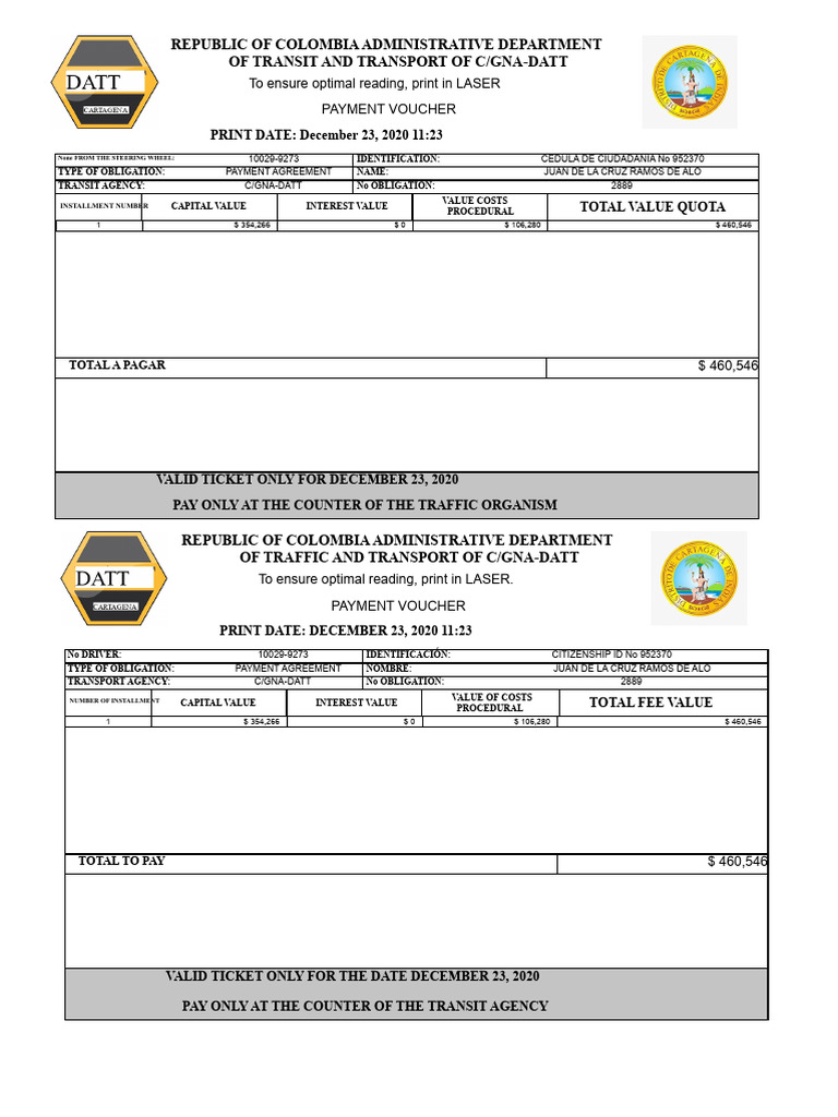 Payment Receipt in Transit | PDF
