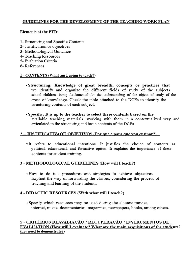 Script for the Preparation of the Teaching Work Plan | PDF | Pedagogy ...
