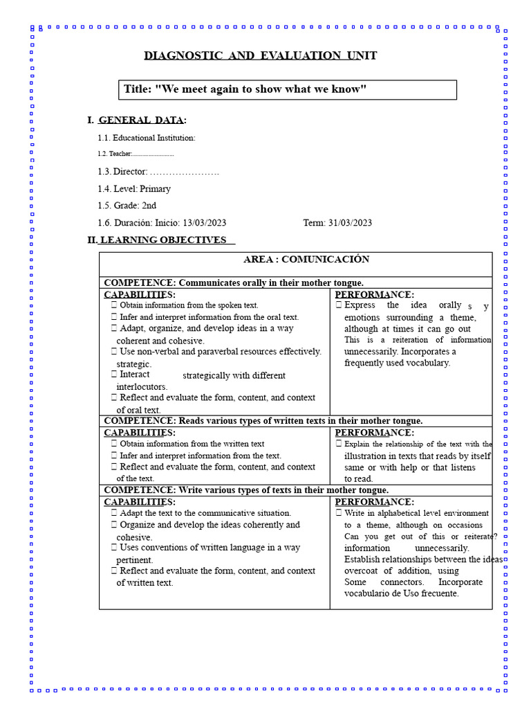 Unit Zero 2nd Grade Jessica | PDF | Knowledge | Data