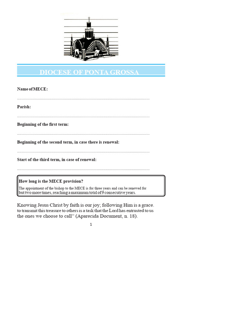 MECE Guidelines for Ponta Grossa Diocese | PDF | Eucharist | Catholic ...