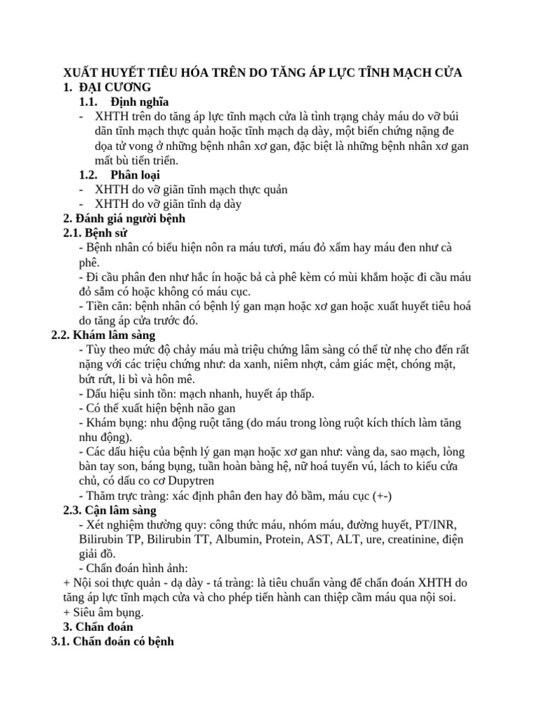 Xuất Huyết Tiêu Hóa Trên Do Tăng Áp Lực Tĩnh Mạch Cửa | PDF