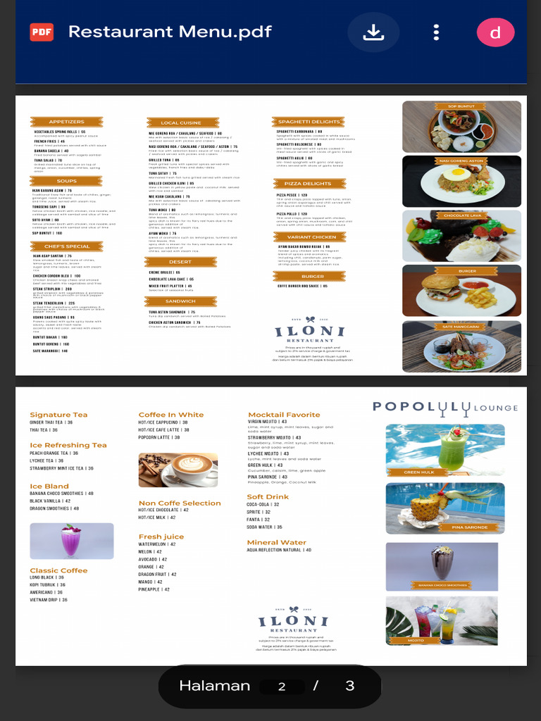 Restaurant Menu: Appetizers to Desserts | PDF | Soft Drink | Foods