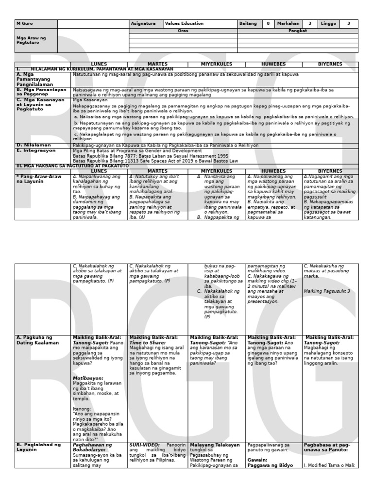 VE8 Q3 Weekly-DLL Week 4 101021 | PDF