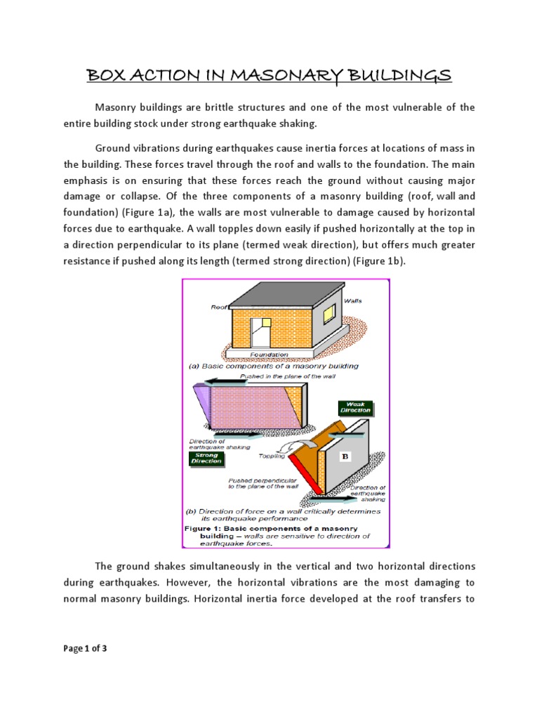 Box Action in Earthquake-Resistant Masonry | PDF | Masonry | Earthquakes