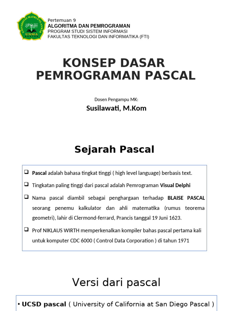 Pertemuan9_Struktur Dasar Pascal | PDF