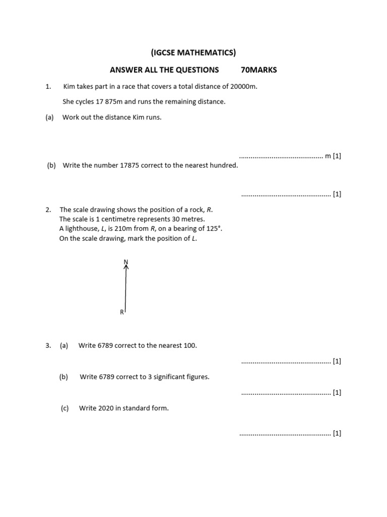 IGCSE Mathematics Practice Questions | PDF | Geometry
