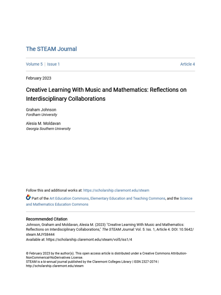 Creative Learning With Music and Mathematics | PDF | Learning | Creativity