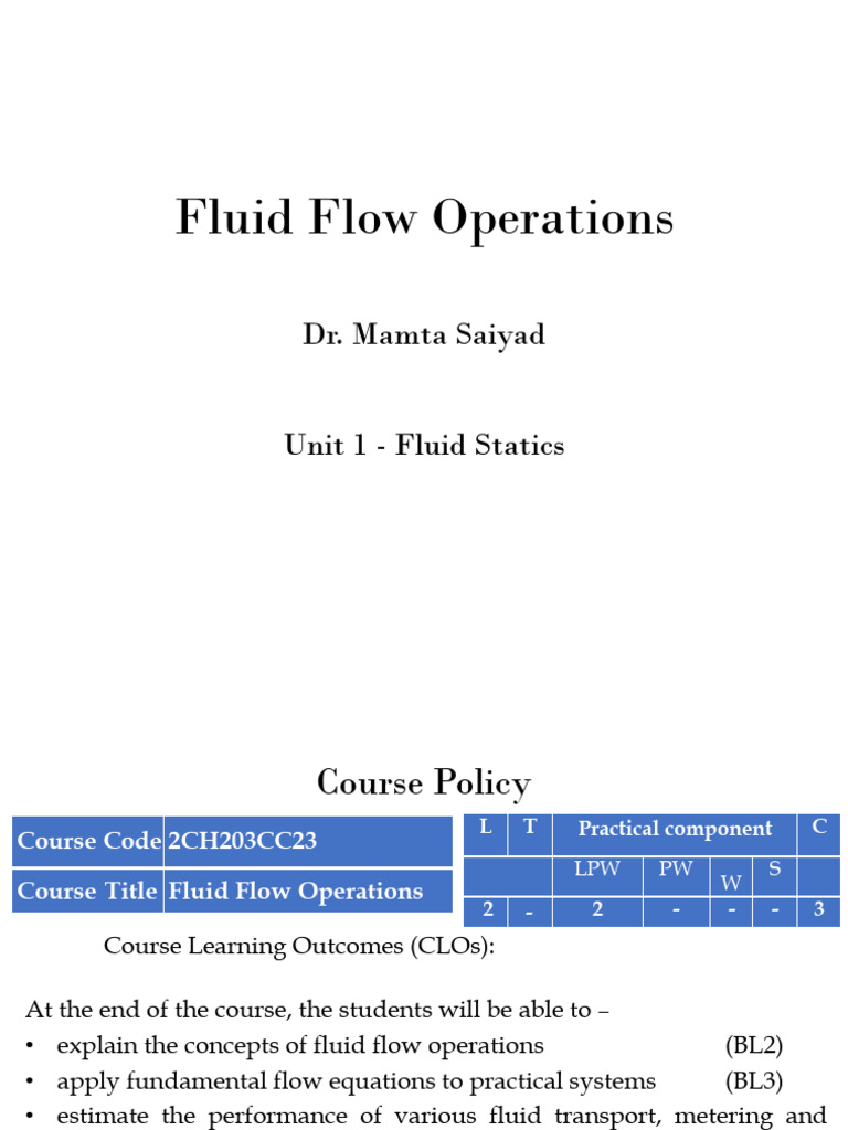 Fluid Flow Operations Course Overview | PDF | Pressure Measurement ...
