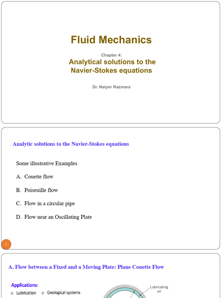 Navier-Stokes Solutions in Fluid Mechanics | PDF | Fluid Dynamics ...