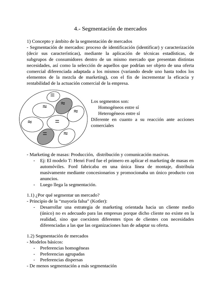 4) Segmentación de Mercados | PDF | Segmentación de mercado | Marketing