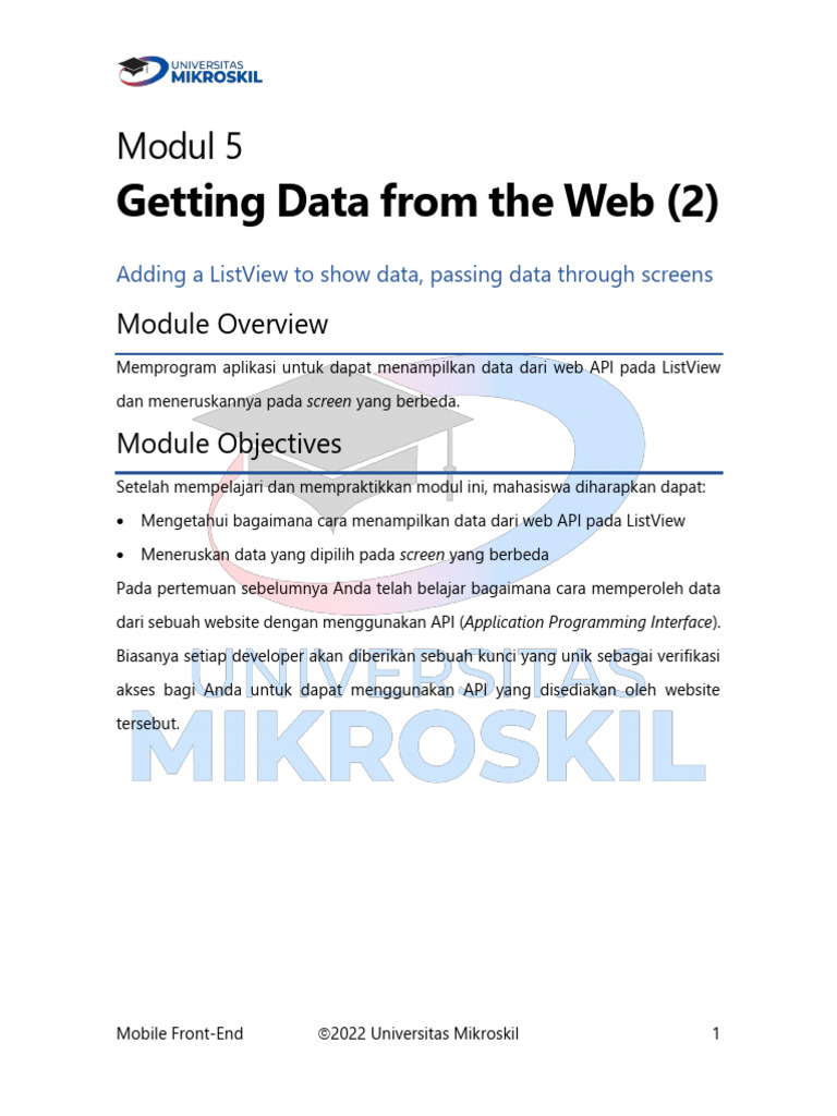 Tampilkan Data API di ListView Flutter | PDF