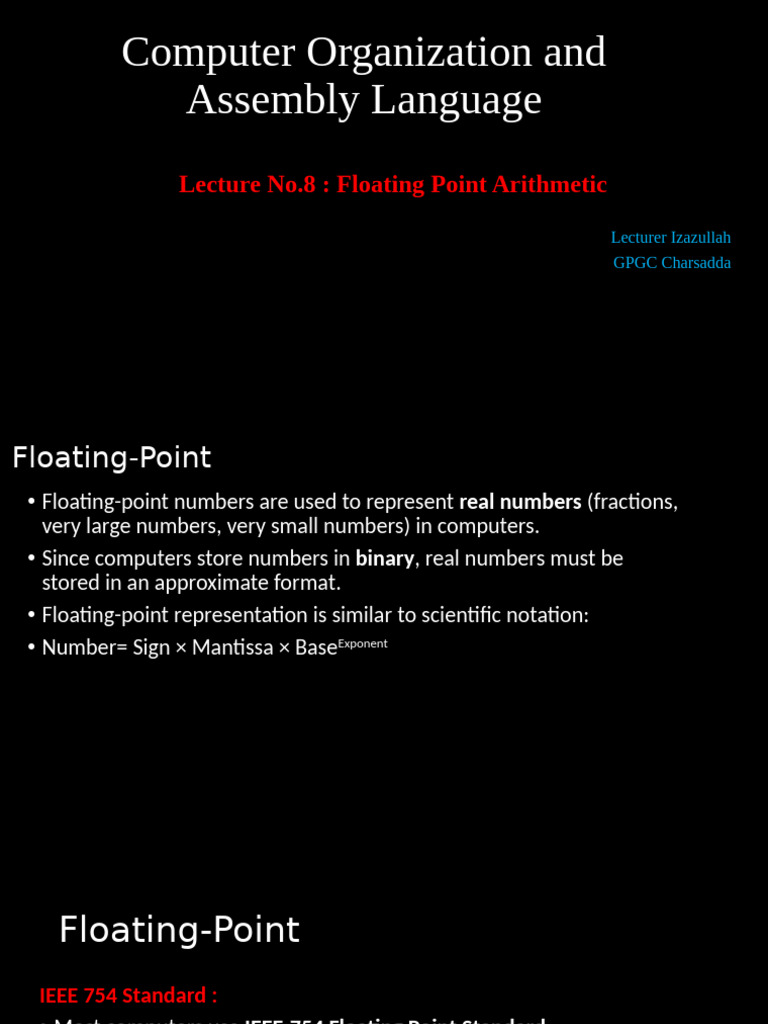 Lecture 8 | PDF | Arithmetic | Mathematical Notation
