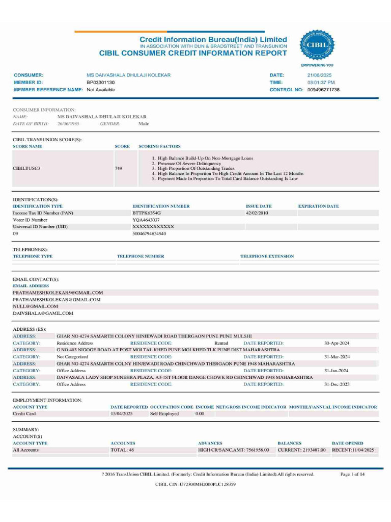 TW CibilReportCard 5 | PDF