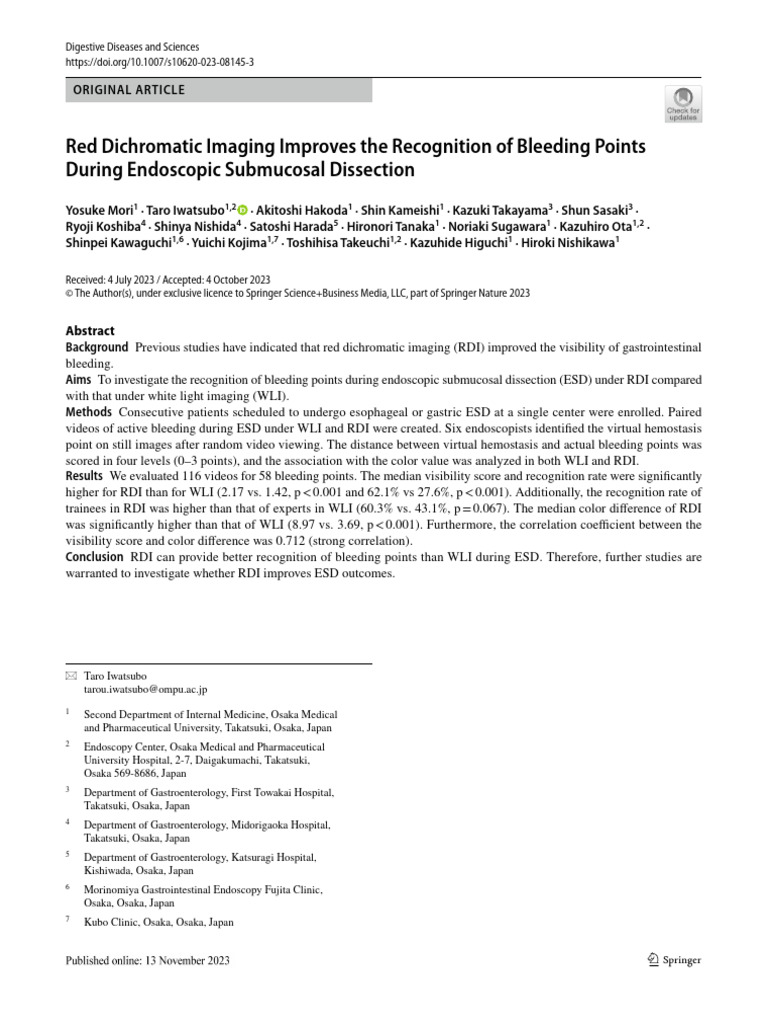 RDI Enhances Bleeding Point Detection in ESD | PDF | Color | Bleeding