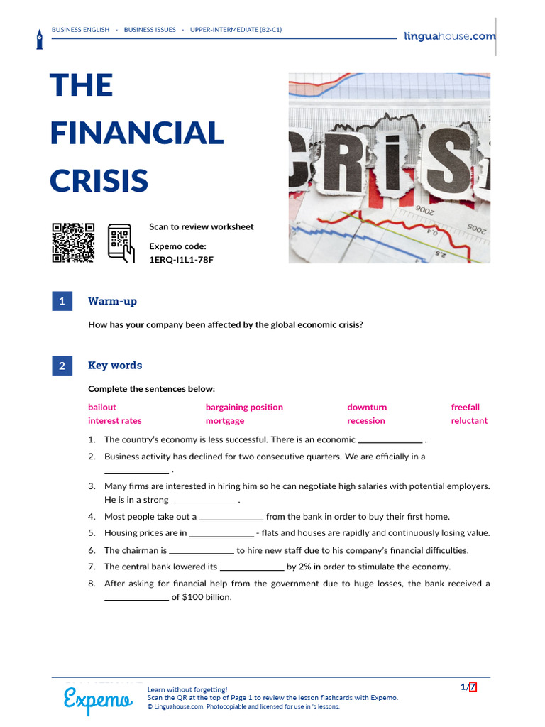 Understanding the Financial Crisis | PDF | Recession | Verb