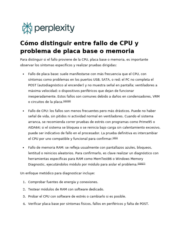 Cómo Distinguir Entre Fallo de CPU y Problema de P | PDF | Unidad ...