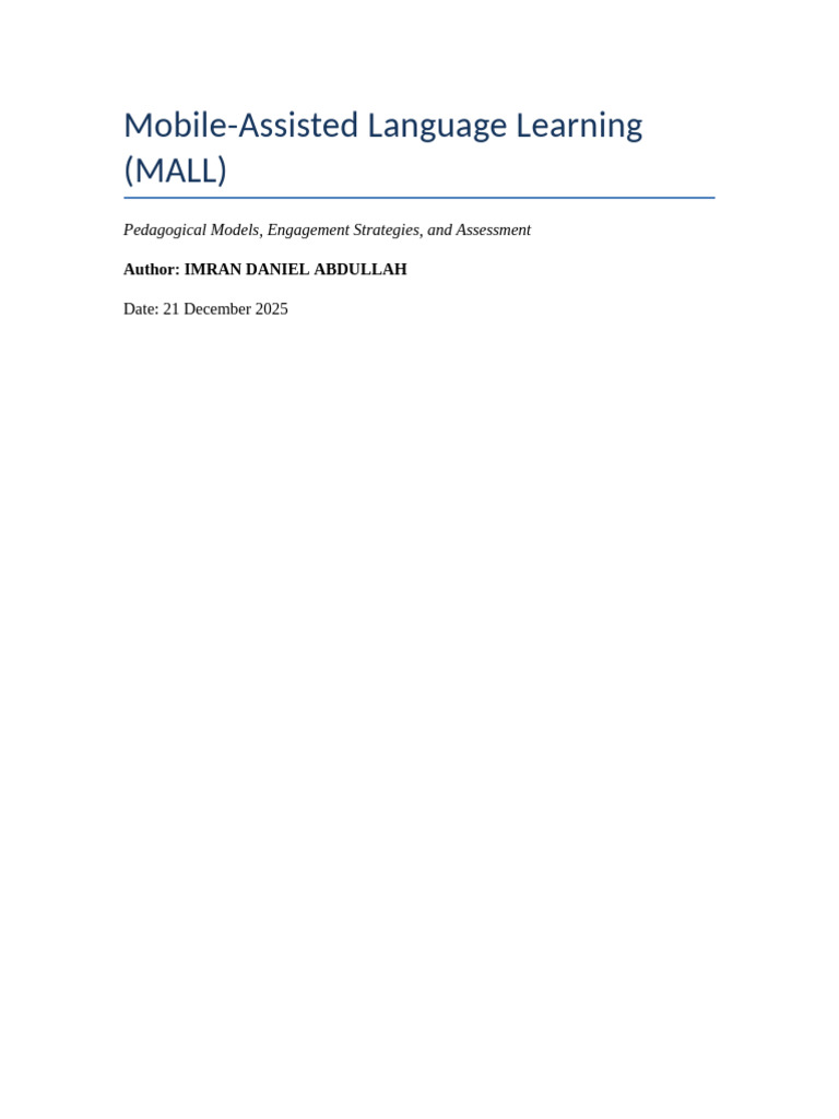 Paper3 Mobile Assisted Language Learning | PDF | Quantitative Research ...