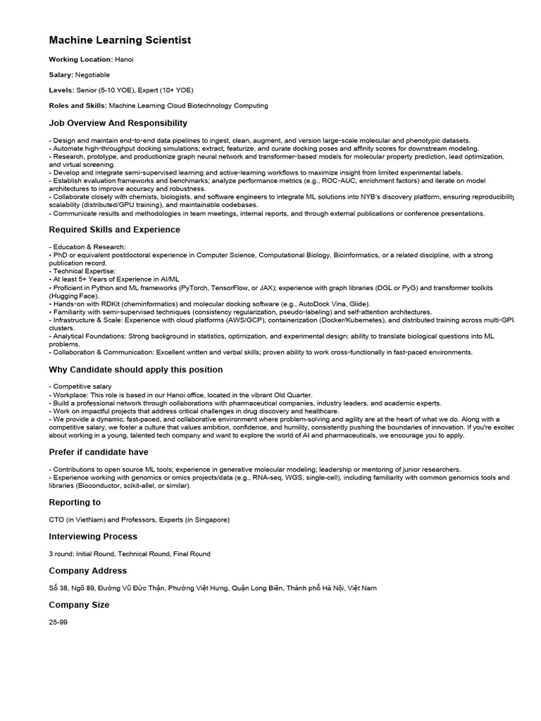 Senior Machine Learning Scientist Role | PDF | Machine Learning ...