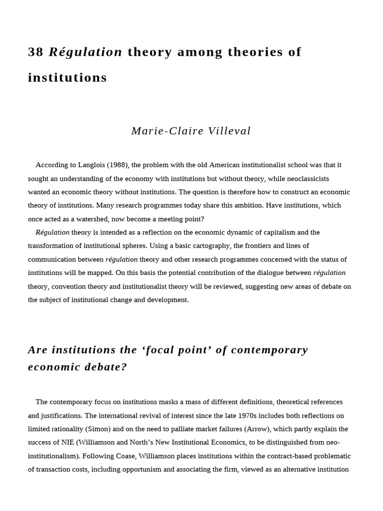 Understanding Régulation Theory in Economics | PDF | Institutional ...
