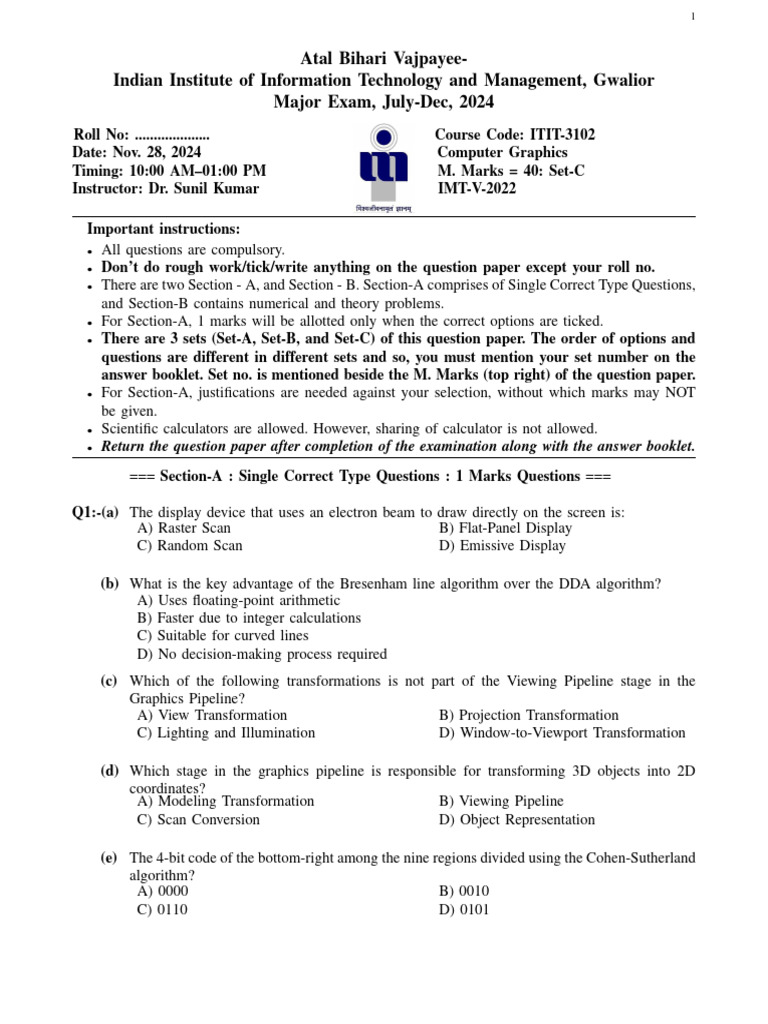 2022IMT-105 CG Assignment | PDF | 2 D Computer Graphics | Computer Graphics