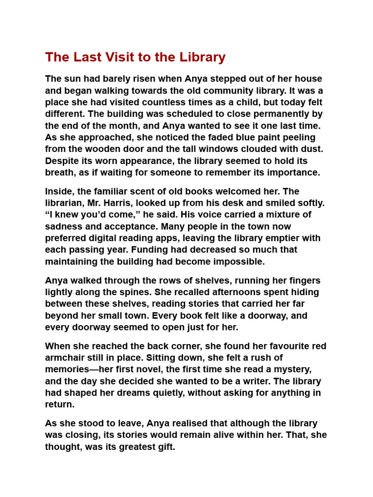 Anya's Last Visit to the Library | PDF