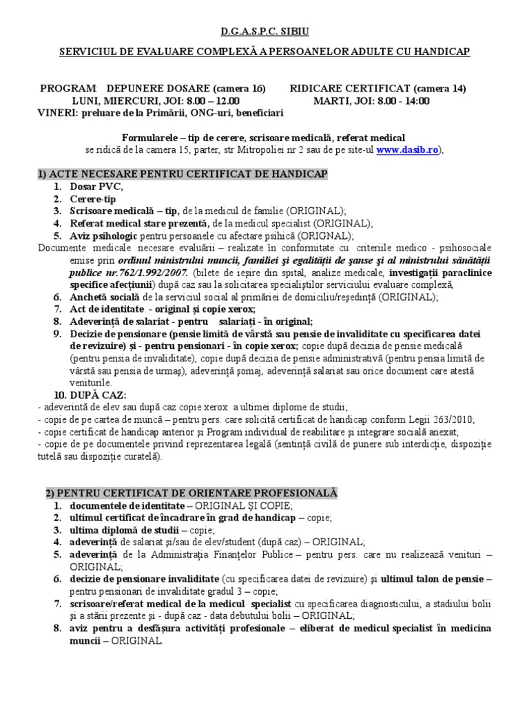 Acte Necesare Grad de Handicap | PDF