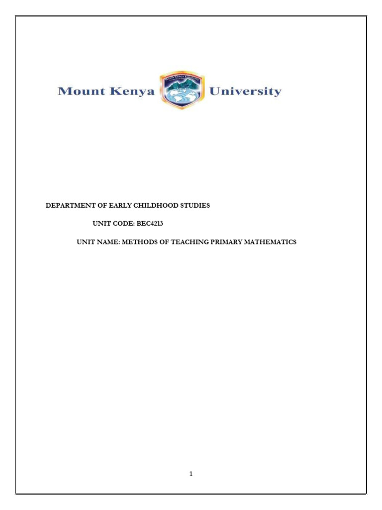 Teaching Methods for Primary Mathematics | PDF | Concept | Learning