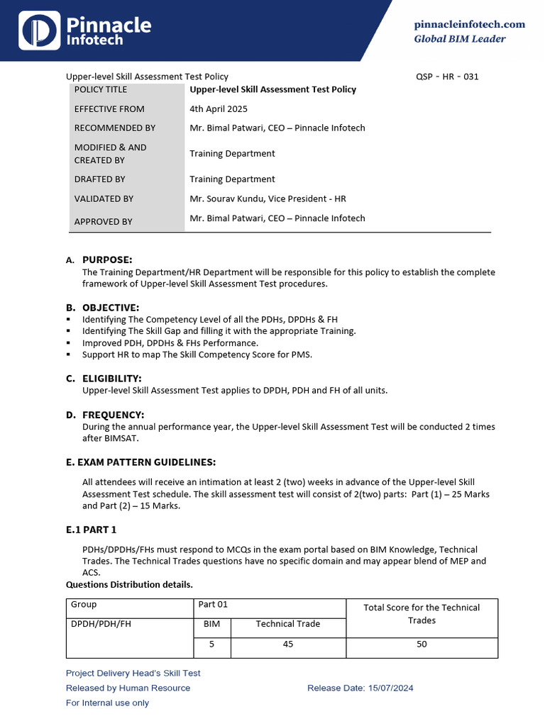 Upper-level Skill Assessment Policy | PDF