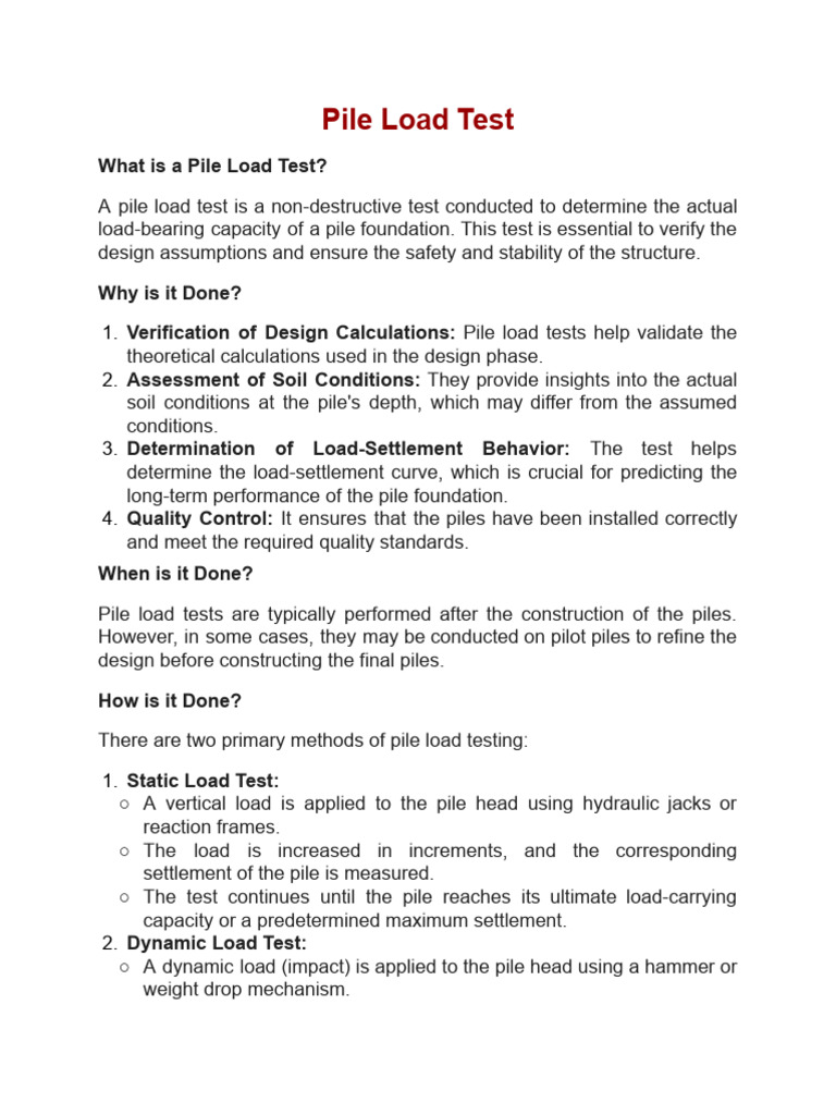 Pile Load Test: Methods & Benefits | PDF | Applied And ...