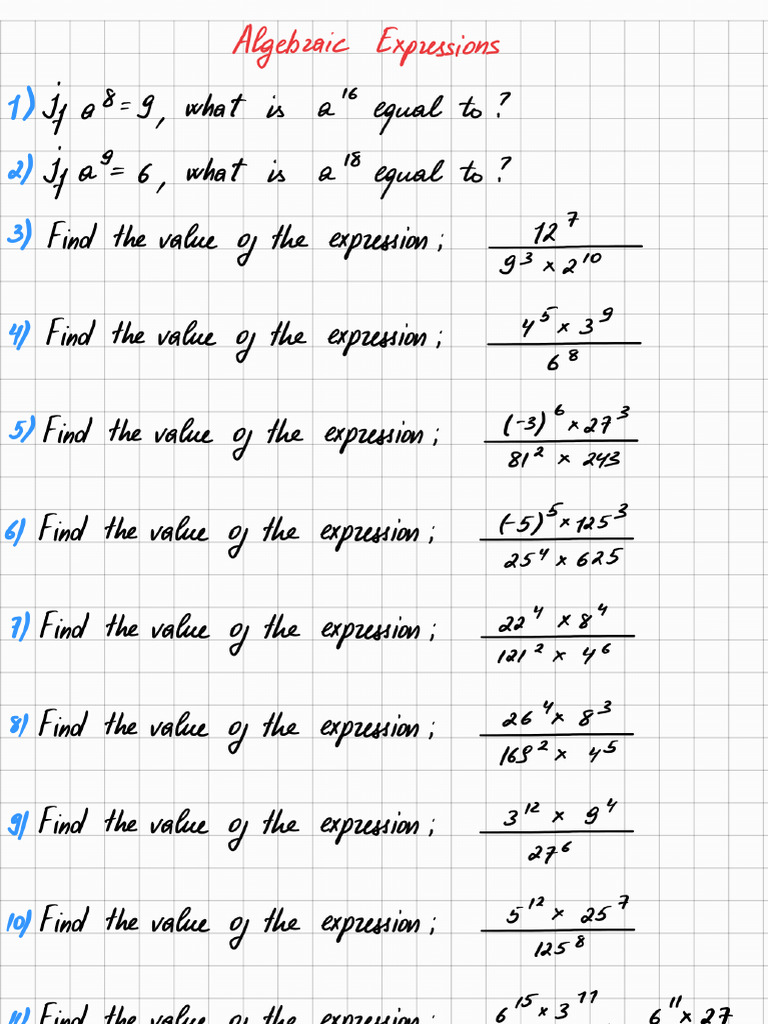 Algebraic Expressions 250227 201525 | PDF