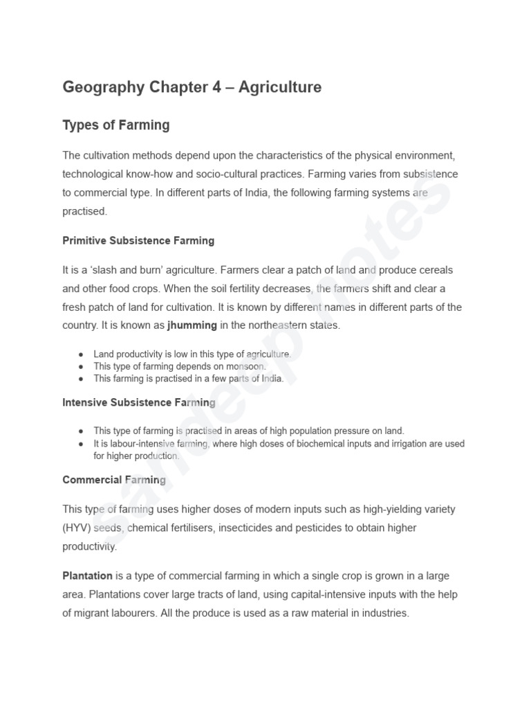 Types of Farming in India Explained | PDF | Agriculture | Crops