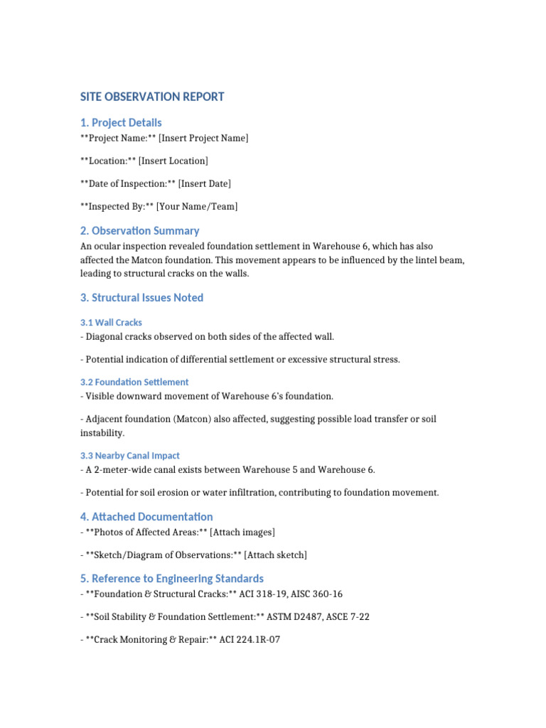 Site Observation Report | PDF