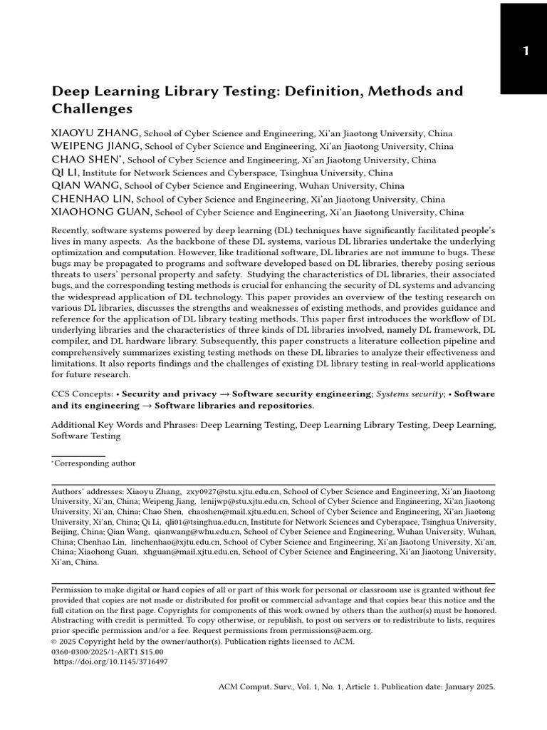 Deep Learning Library Testing Overview | PDF | Compiler | Software Bug
