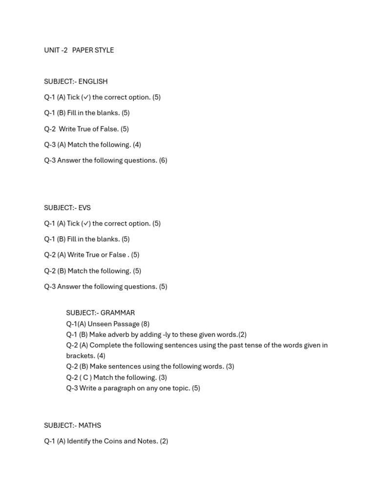 Paper Style Unit - 2 | PDF