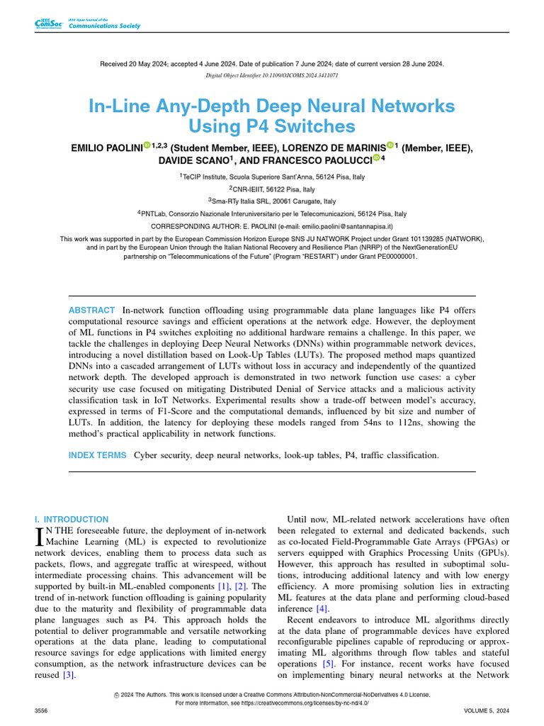 Deploying DNNs in P4 Switches | PDF | Deep Learning | Machine Learning