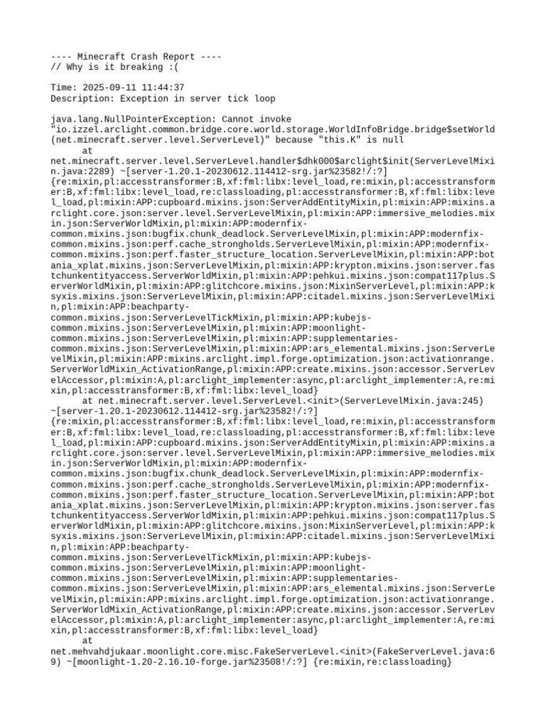 Minecraft Server Crash Report Analysis | PDF | Central Processing Unit ...
