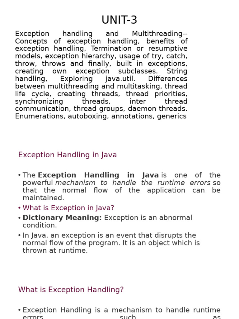 Java Exception Handling & Multithreading Guide | PDF | Thread ...