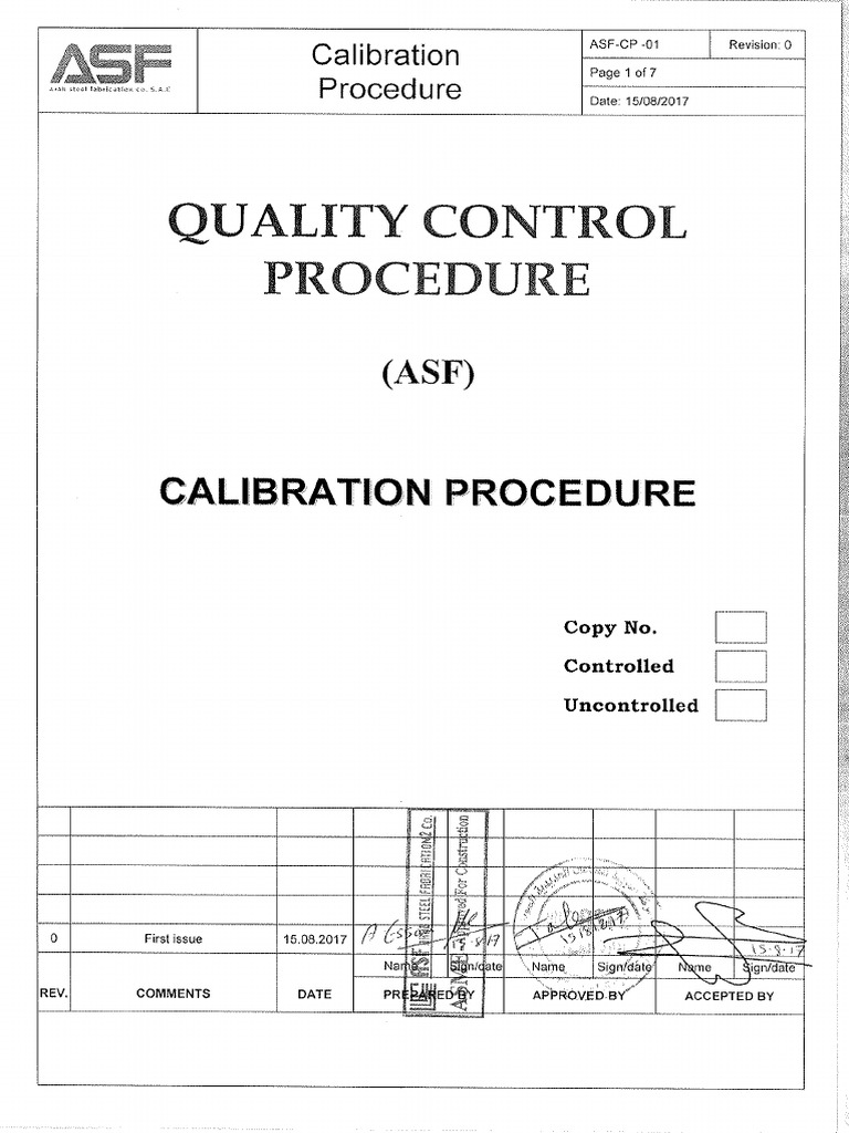 Calibration Procedure | PDF