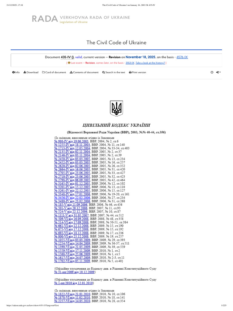 The Civil Code of Ukraine - On January 16, 2003 435-IV | PDF