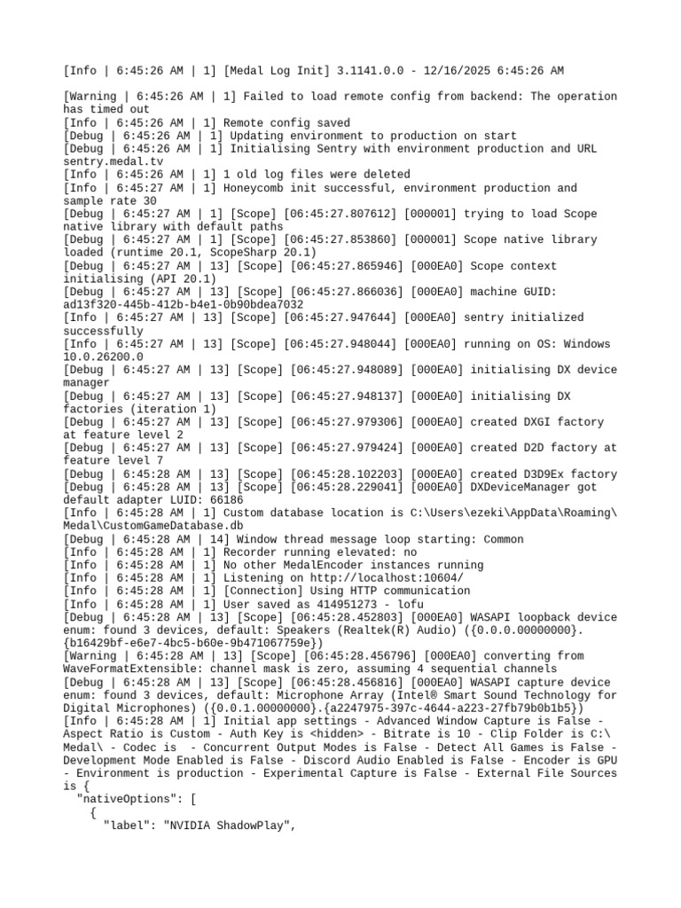 Medal Encoder Initialization Log | PDF | Graphics Processing Unit ...