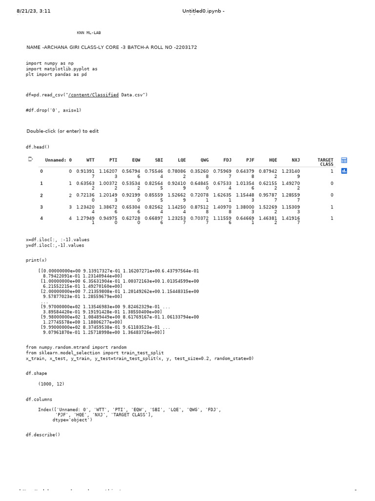 KNN Classifier Implementation Guide | PDF | Statistical Data Types ...