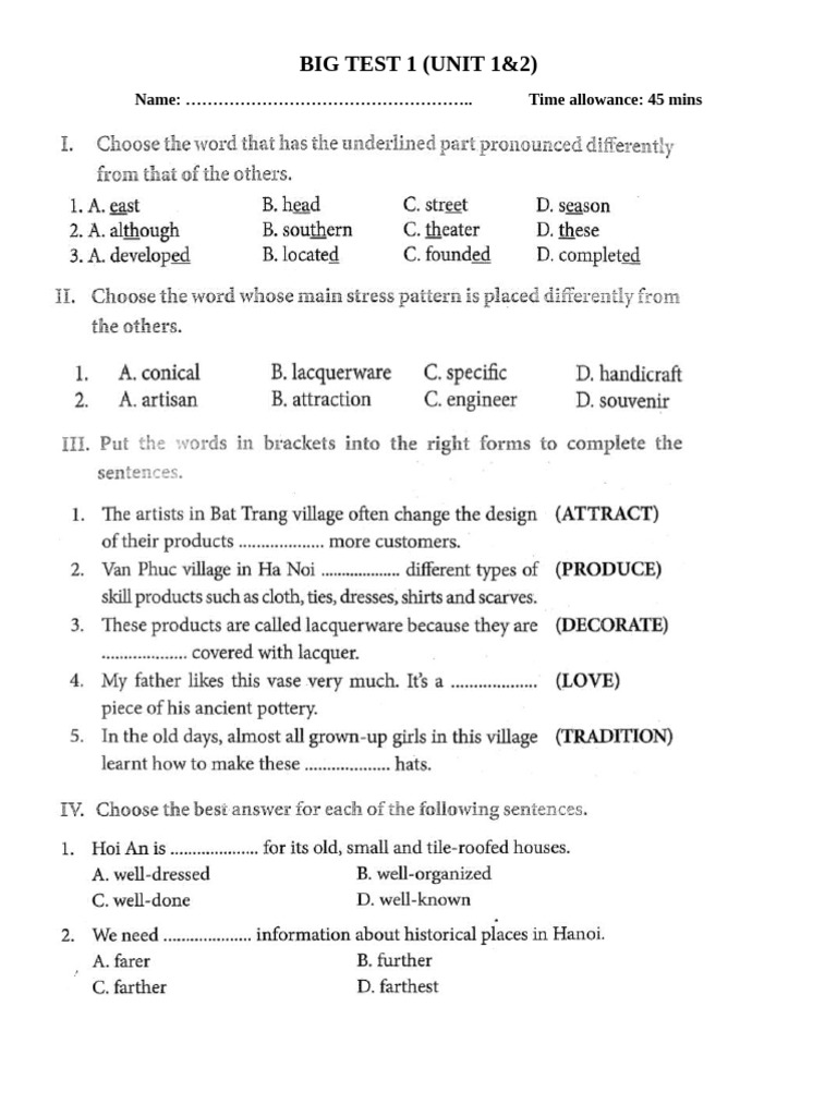 Big Test 1.1 | PDF