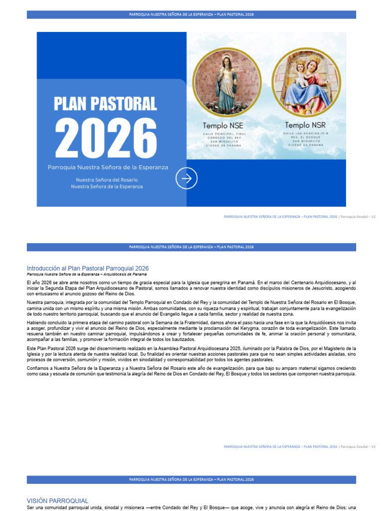 Plan Pastoral 2026: Parroquia Esperanza | PDF | eucaristía | Iglesia ...
