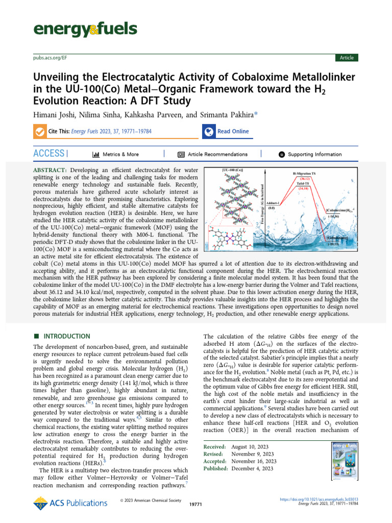 Cobaloxime in UU-100(Co) for HER Catalysis | PDF | Catalysis | Physical ...
