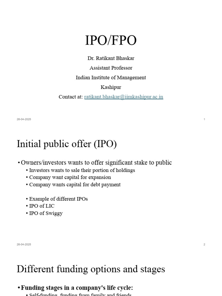 Ipo Fpo.pptx | PDF | Initial Public Offering | Economies