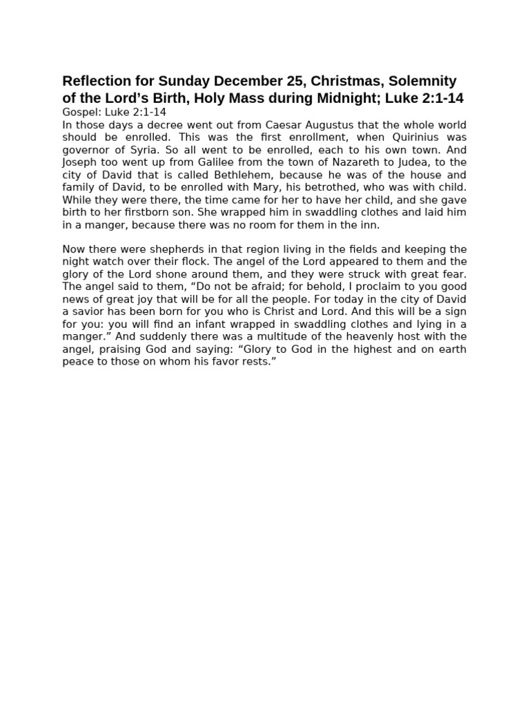 Christmas Reflection: Luke 2:1-14 | PDF